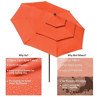 10 Ft 3 Tier Patio Umbrella with Protective Cover Crank Push to Tilt Hotel