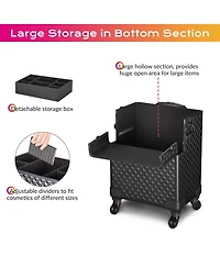 Byootique 4in1 Rolling Makeup Case Cosmetic Train Case Organizer Storage Artist