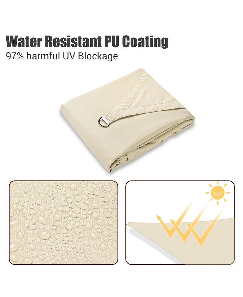 10 Ft Triangle Sun Shade Sail Canopy 97% Uv Block Patio Awning Outdoor Yard Deck