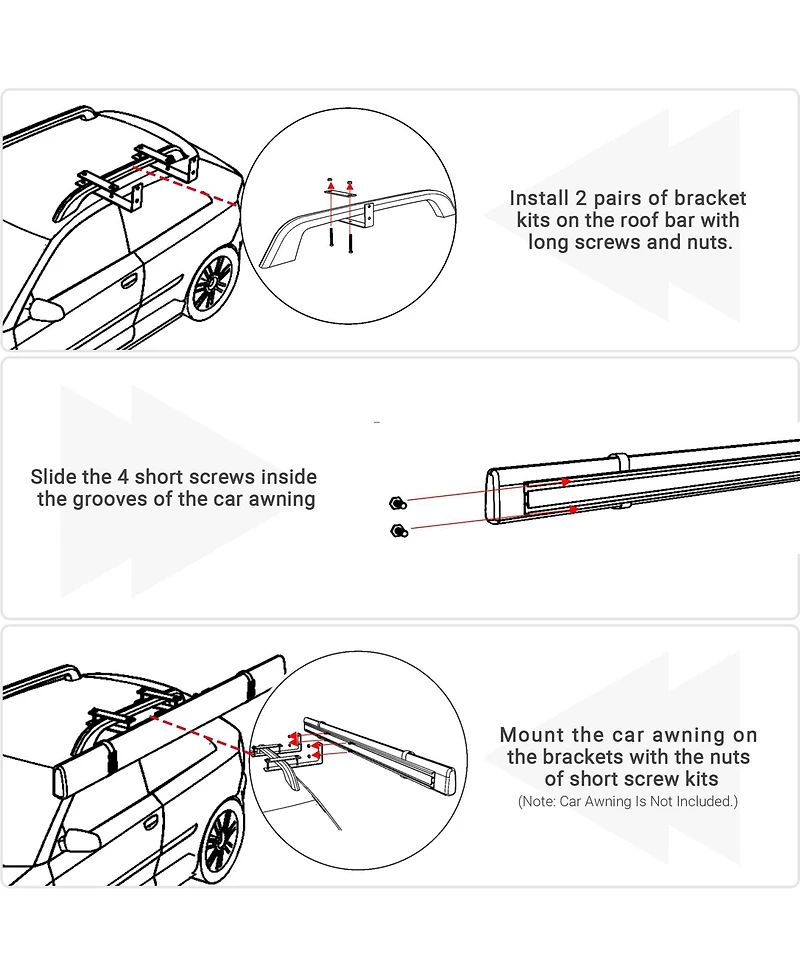 Universal Mounting Hardware Bracket Accessories Kit for Car Awning Shelter