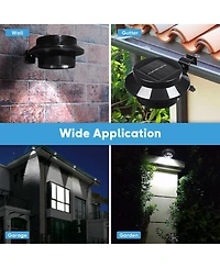 Yescom Led Solar Gutter Outdoor Wall Light Security Waterproof Garden Yard Pathway Stair Black 6 Pack