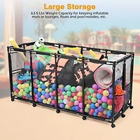 Yescom Metal Frame Extra Large 12 Wheels Rolling Mesh Pool Storage Bin 65"x 30"x 33" Pool Toy Floats Storage Organizer for Public Pools