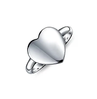 Bling Jewelry Simple Heart Shape Signet Large Ring Sterling Silver