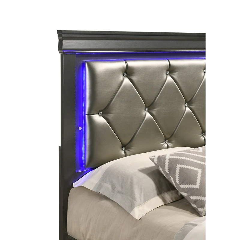 Streamdale Furniture Modern Brooklyn Full Size Led Bed Made With Wood In Gray