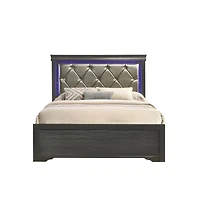Streamdale Furniture Modern Brooklyn Full Size Led Bed Made With Wood In Gray
