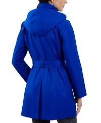 London Fog Women's Hooded Belted Zip-Front Raincoat