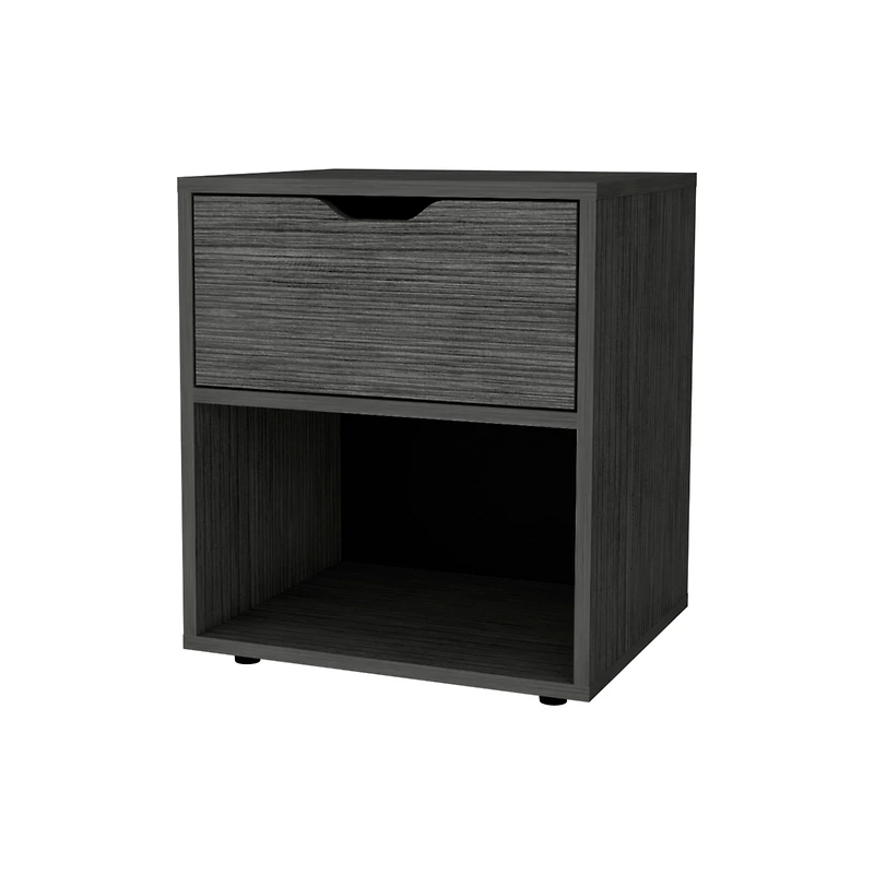 Fm Furniture Elliott Nightstand with Elegant Drawer and Open Shelf