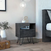 Fm Furniture Vienna Nightstand, Shelves, Hairpin Legs