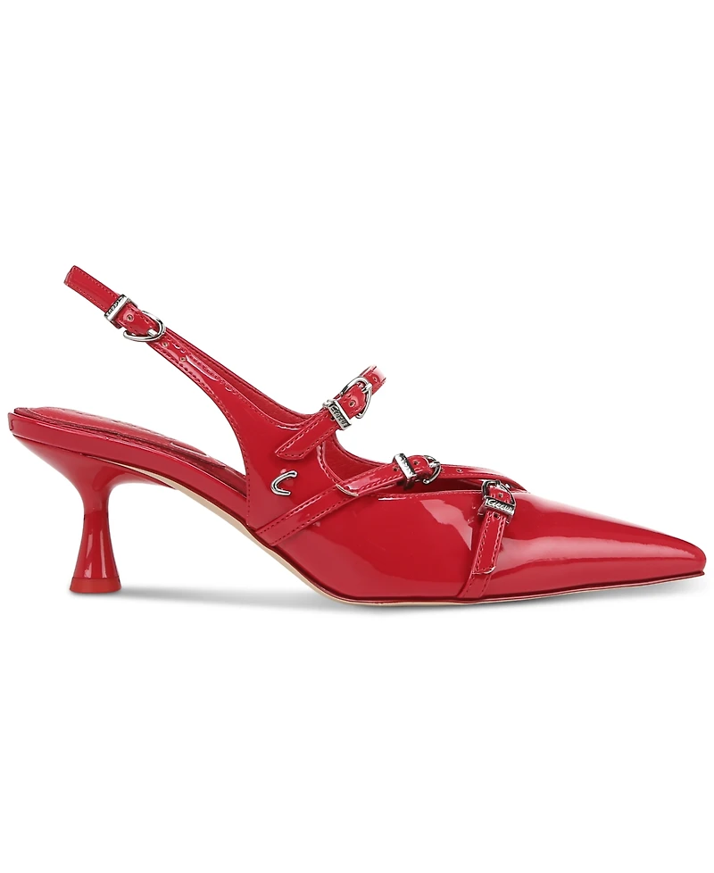 Circus Ny by Sam Edelman Women's Fraya Pointed-Toe Buckled Strappy Kitten-Heel Pumps