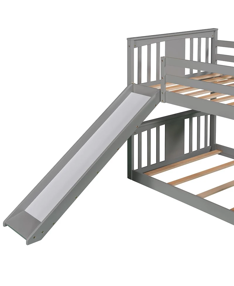 Twin Over Bunk Bed with Slide and Ladder