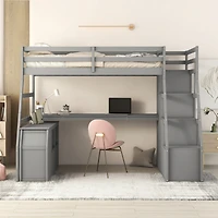 Simplie Fun Twin Size Loft Bed With With 7 Drawers 2 Shelves And Desk