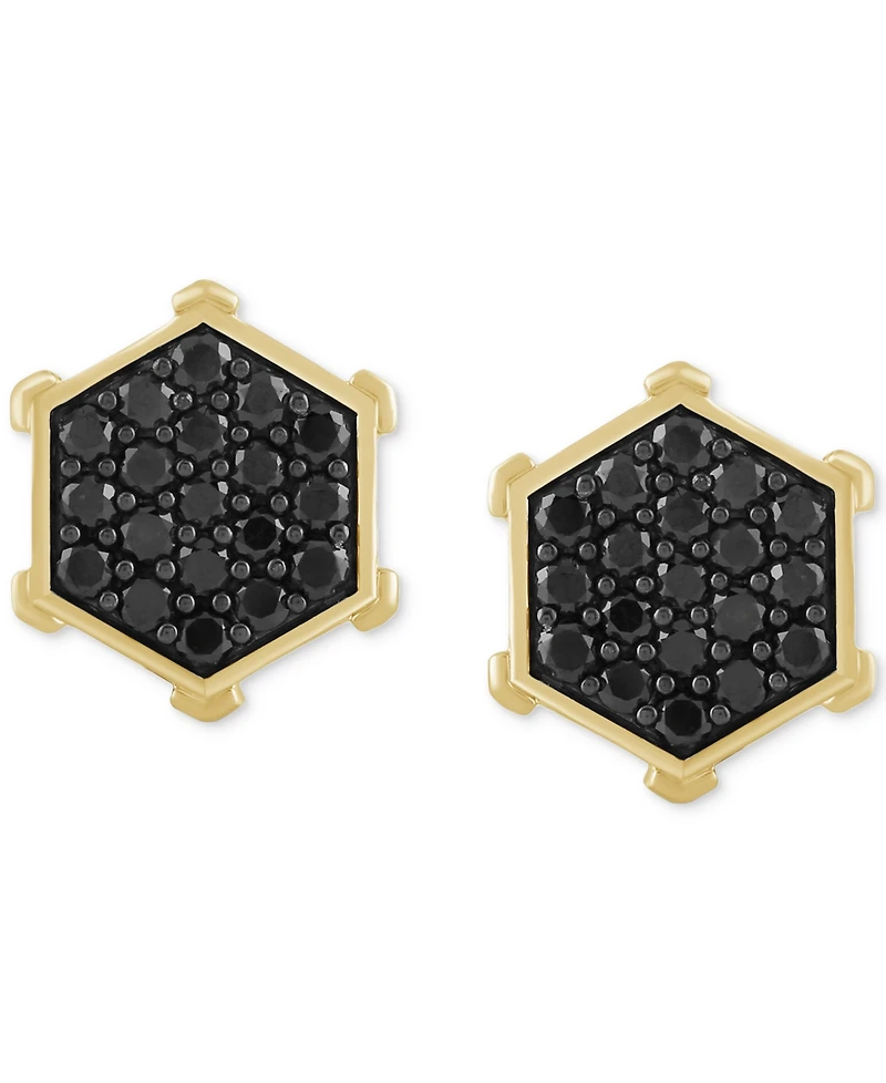Men's Black Diamond Hexagon Cluster Screw Back Stud Earrings (1 ct. t.w.)