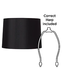 Springcrest Black Medium Hardback Drum Lamp Shade 13" Top x 14" Bottom x 10.25" Slant x 10" High (Spider) Replacement with Harp an