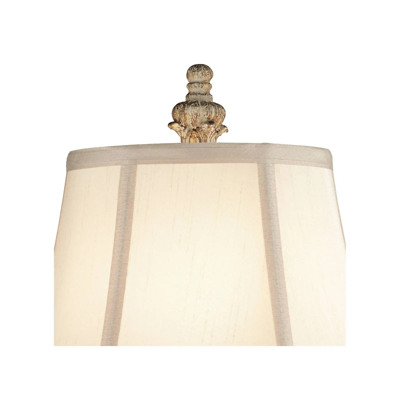 Elize Traditional French Country Style Vintage like White Washed Candlestick Table Lamps 26.5" High Set of 2 Bell Shade for Living Room Bedroom H