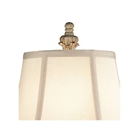 Elize Traditional French Country Style Vintage like White Washed Candlestick Table Lamps 26.5" High Set of 2 Bell Shade for Living Room Bedroom H