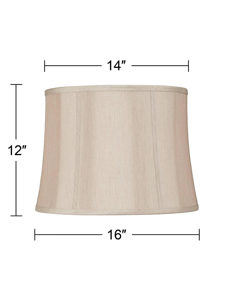 Springcrest Taupe Medium Softback Round Lamp Shade 14" Top x 16" Bottom x 12" High (Spider) Replacement with Harp and Finial