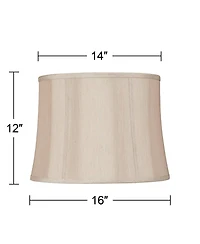 Springcrest Taupe Medium Softback Round Lamp Shade 14" Top x 16" Bottom x 12" High (Spider) Replacement with Harp and Finial