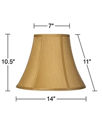 Springcrest Set of 2 Bell Lamp Shades Coppery Gold Medium 7" Top x 14" Bottom x 10.5" High Spider with Replacement Harp and Finial
