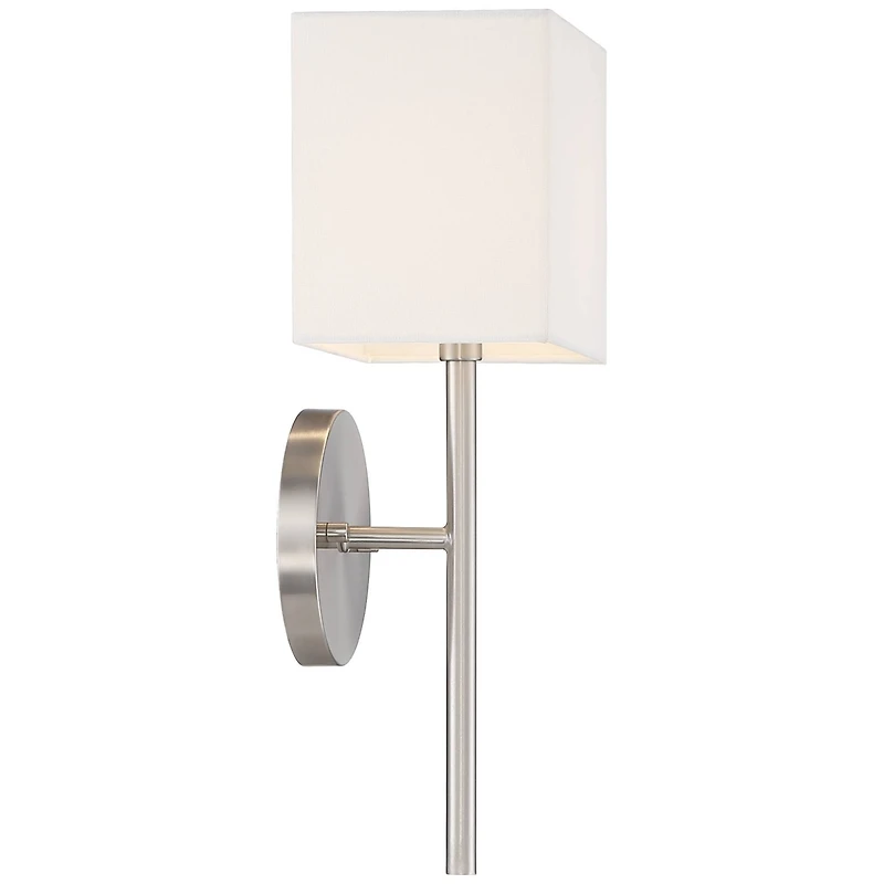 Possini Euro Design Favreau Modern Wall Light Sconce Brushed Nickel Hardwire 8" Fixture Rectangular Linen for Bedroom Reading Living Room Hallway