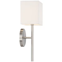 Possini Euro Design Favreau Modern Wall Light Sconce Brushed Nickel Hardwire 8" Fixture Rectangular Linen for Bedroom Reading Living Room Hallway