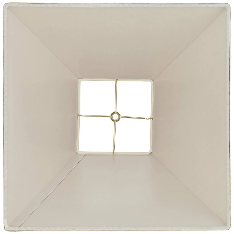 Springcrest Beige Linen Medium Square Lamp Shade 6" Top x 16" Bottom x 12" Slant x 10" High (Spider) Replacement with Harp and Fin