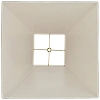 Springcrest Beige Linen Medium Square Lamp Shade 6" Top x 16" Bottom x 12" Slant x 10" High (Spider) Replacement with Harp and Fin