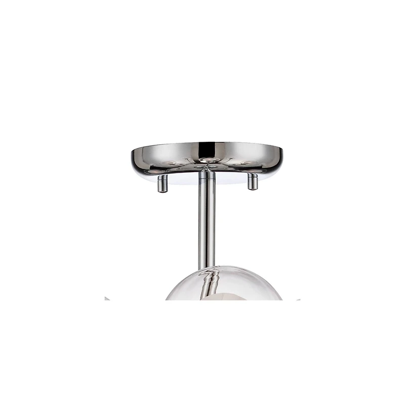 Modern Ceiling Light Semi Flush Mount Fixture Chrome 30.75" Wide 15-Light Sputnik Style Double Clear Frosted Glass for Bedroom Kitchen Living Roo