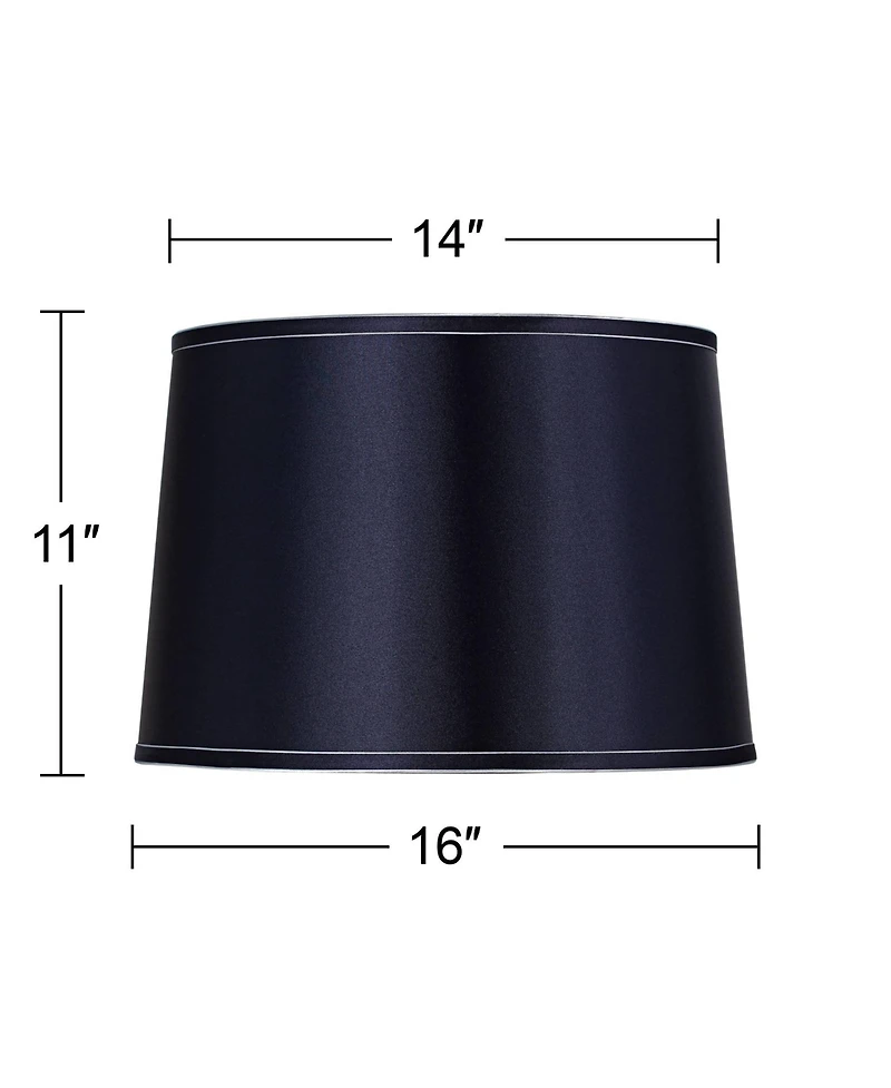 Springcrest Sydnee Navy with Silver Trim Medium Drum Lamp Shade 14" Top x 16" Bottom x 11" Slant (Spider) Replacement with Harp and Fin