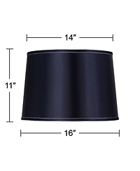 Springcrest Sydnee Navy with Silver Trim Medium Drum Lamp Shade 14" Top x 16" Bottom x 11" Slant (Spider) Replacement with Harp and Fin