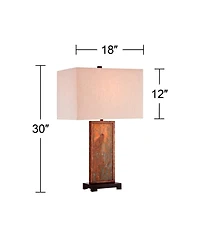Franklin Iron Works Industrial Rustic Table Lamp 30" Tall Natural Slate Stone Beige Rectangular Shade for Bedroom Living Room House Bedside Night