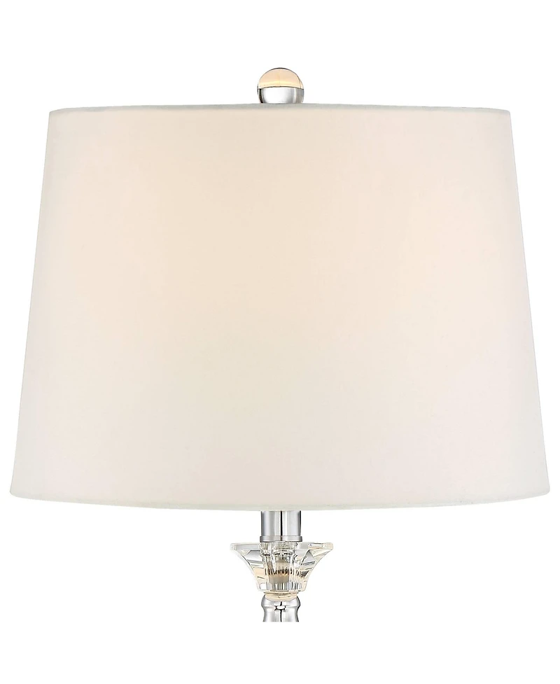 Vienna Full Spectrum Jolie Traditional Table Lamps 26" High Set of 2 Crystal Candlestick Off White Drum Shade for Bedroom Living Room Bedside Off