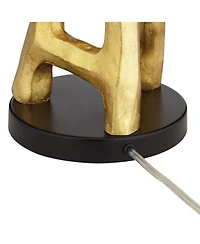 Possini Euro Design Organic Sculpture 29" Tall Modern Glam End Table Lamp Gold Finish Single White Shade Living Room Bedroom