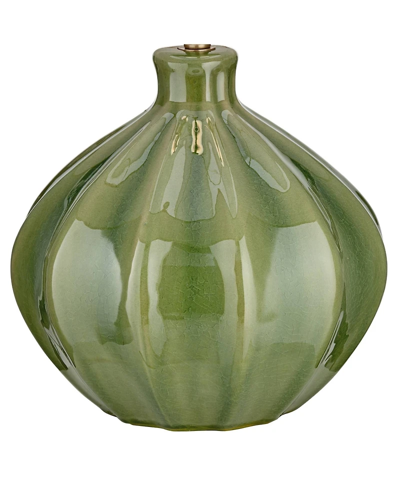 Gordy Modern Accent Table Lamp Handcrafted 20.5" High Ribbed Green Ceramic Oatmeal Fabric Drum Shade Decor for Living Room Bedroom House Bedside Night