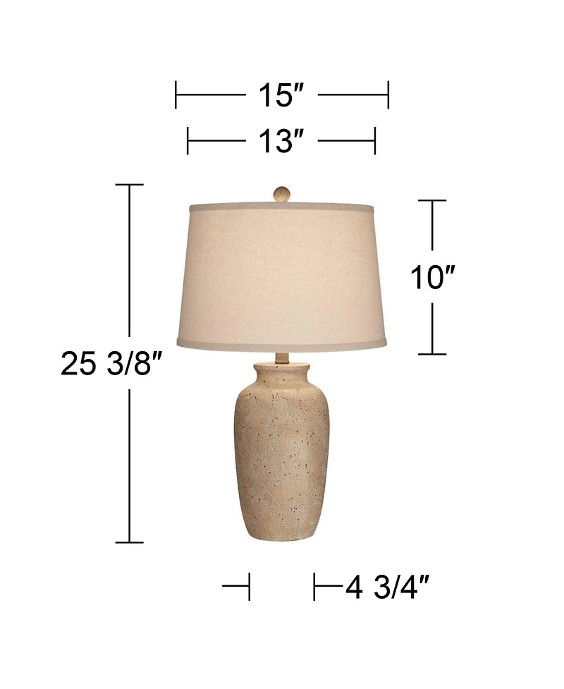 Regency Hill 25 1/2" High Farmhouse Rustic Coastal Table Lamps Set of 2 Beige Oatmeal Shade Living Room Bedroom Bedside Nightstand