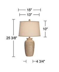Regency Hill 25 1/2" High Farmhouse Rustic Coastal Table Lamps Set of 2 Beige Oatmeal Shade Living Room Bedroom Bedside Nightstand