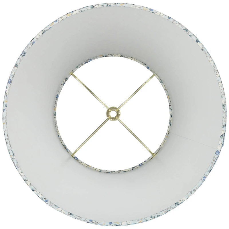 Springcrest Collection Hardback Pleated Empire Lamp Shade Blue White Floral Medium 8" Top x 13" Bottom x 11" Slant Spider with Harp and