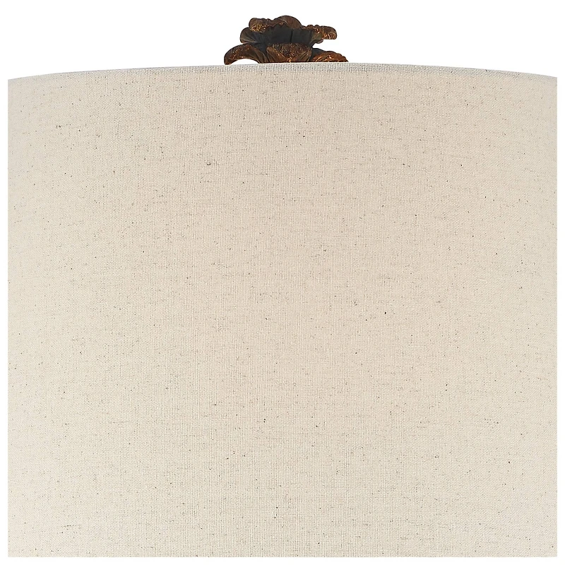 Regency Hill Paget Tropical Accent Table Lamp 23 3/4" High Pineapple Brown Oatmeal Fabric Tapered Drum Shade for Bedroom Living Room Bedside Offi