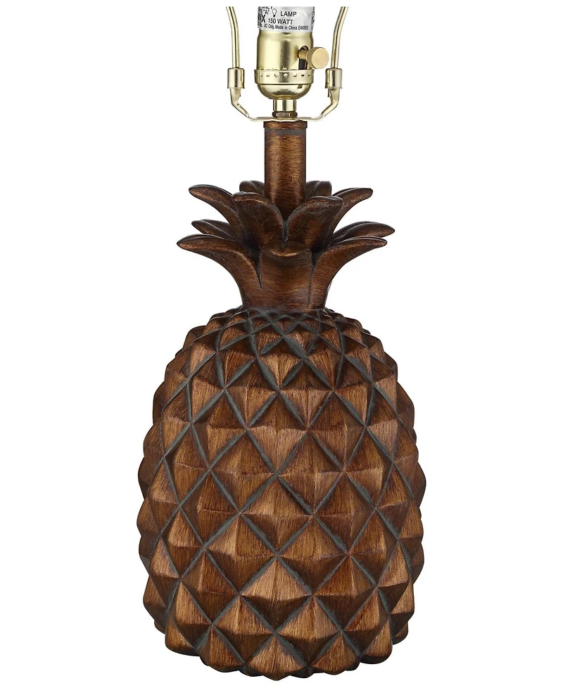 Regency Hill Paget Tropical Accent Table Lamp 23 3/4" High Pineapple Brown Oatmeal Fabric Tapered Drum Shade for Bedroom Living Room Bedside Offi