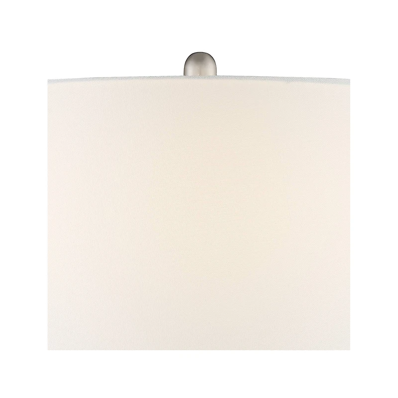 Azure Modern Table Lamps 29.5" Tall Set of 2 Handcrafted Blue Brown Art Glass White Fabric Drum Shade Decor for Living Room Bedroom House Bedside Nigh