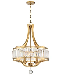Possini Euro Design Prava Warm Brass Pendant Chandelier 21 1/2" Wide Modern Crystal 4-Light Fixture for Dining Room House Foyer Kitchen Island Be