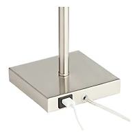 360 Lighting Franco Modern Table Lamps 26 1/2" High Set of 2 Brushed Nickel with Usb Charging Ports White Square Shade for Bedroom Living Room De