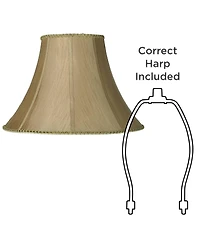 Springcrest Earthen Gold Large Round Bell Lamp Shade 8" Top x 18" Bottom x 12" Height x 13" Slant (Spider) Replacement with Harp a