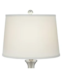 360 Lighting Karl Modern Table Lamps 27 1/2" Tall Set of 2 Brushed Nickel with Usb and Outlet White Drum Shade for Bedroom Living Room House Beds