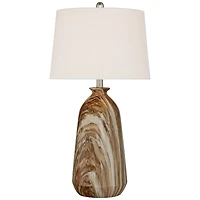 360 Lighting Carlton Modern Table Lamps 28" Tall Set of 2 Swirling Brown Faux Marble White Tapered Drum for Bedroom Living Room Bedside Nightstan