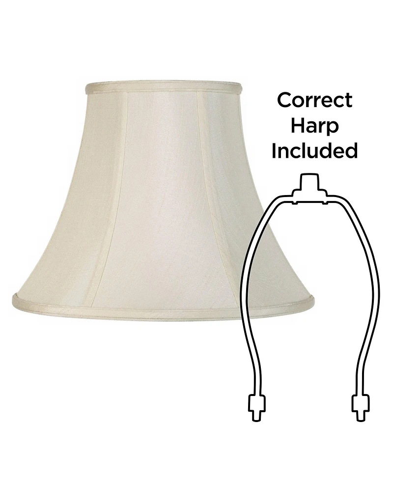 Imperial Shade Creme Medium Bell Lamp Shade 7" Top x 14" Bottom x 11" Slant x 10.5" High (Spider) Replacement with Harp and Finial