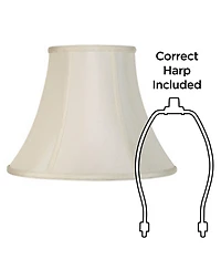Imperial Shade Creme Medium Bell Lamp Shade 7" Top x 14" Bottom x 11" Slant x 10.5" High (Spider) Replacement with Harp and Finial
