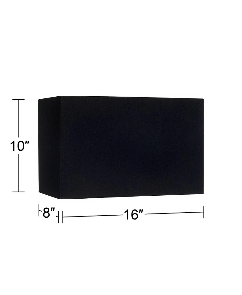 Springcrest Black Medium Rectangular Hardback Lamp Shade 16" Wide x 8" Deep x 10" High (Spider) Replacement with Harp and Finial