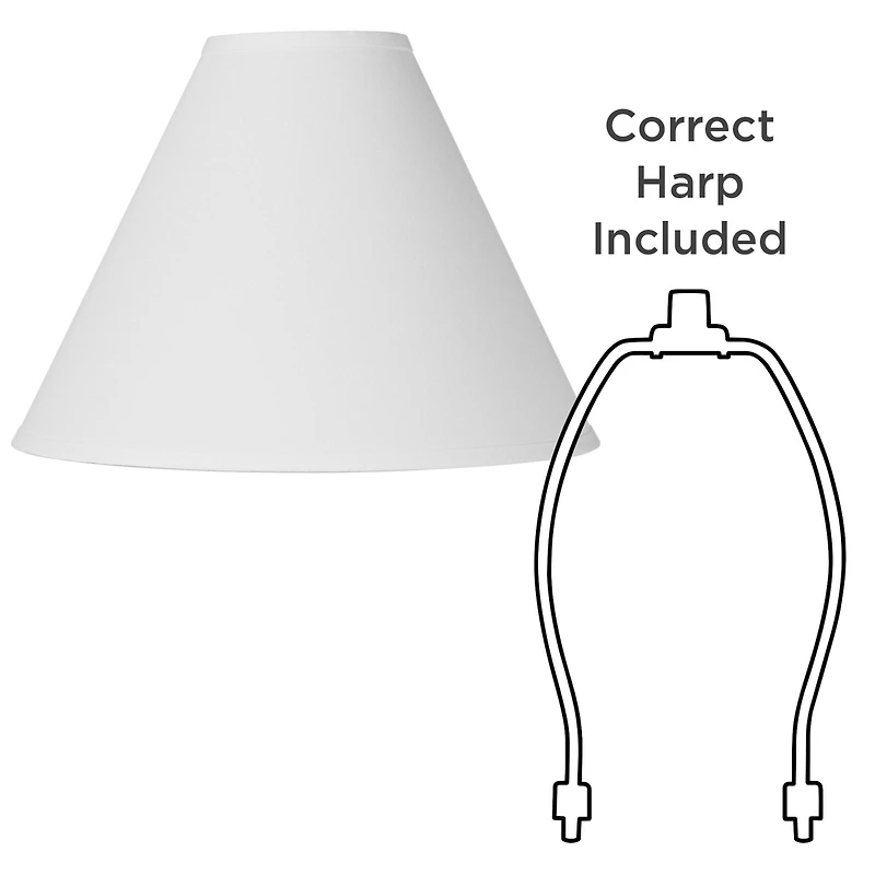 Springcrest White Linen Medium Chimney Lamp Shade 5" Top x 15" Bottom x 10.5" High x 11.5" Slant (Spider) Replacement with Harp an
