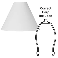 Springcrest White Linen Medium Chimney Lamp Shade 5" Top x 15" Bottom x 10.5" High x 11.5" Slant (Spider) Replacement with Harp an