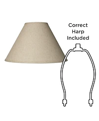 Springcrest 6" Top x 17" Bottom x 11 1/2" High x 11 1/2" Slant Lamp Shade Replacement Large Empire Fine Burlap Spider Harp Finial